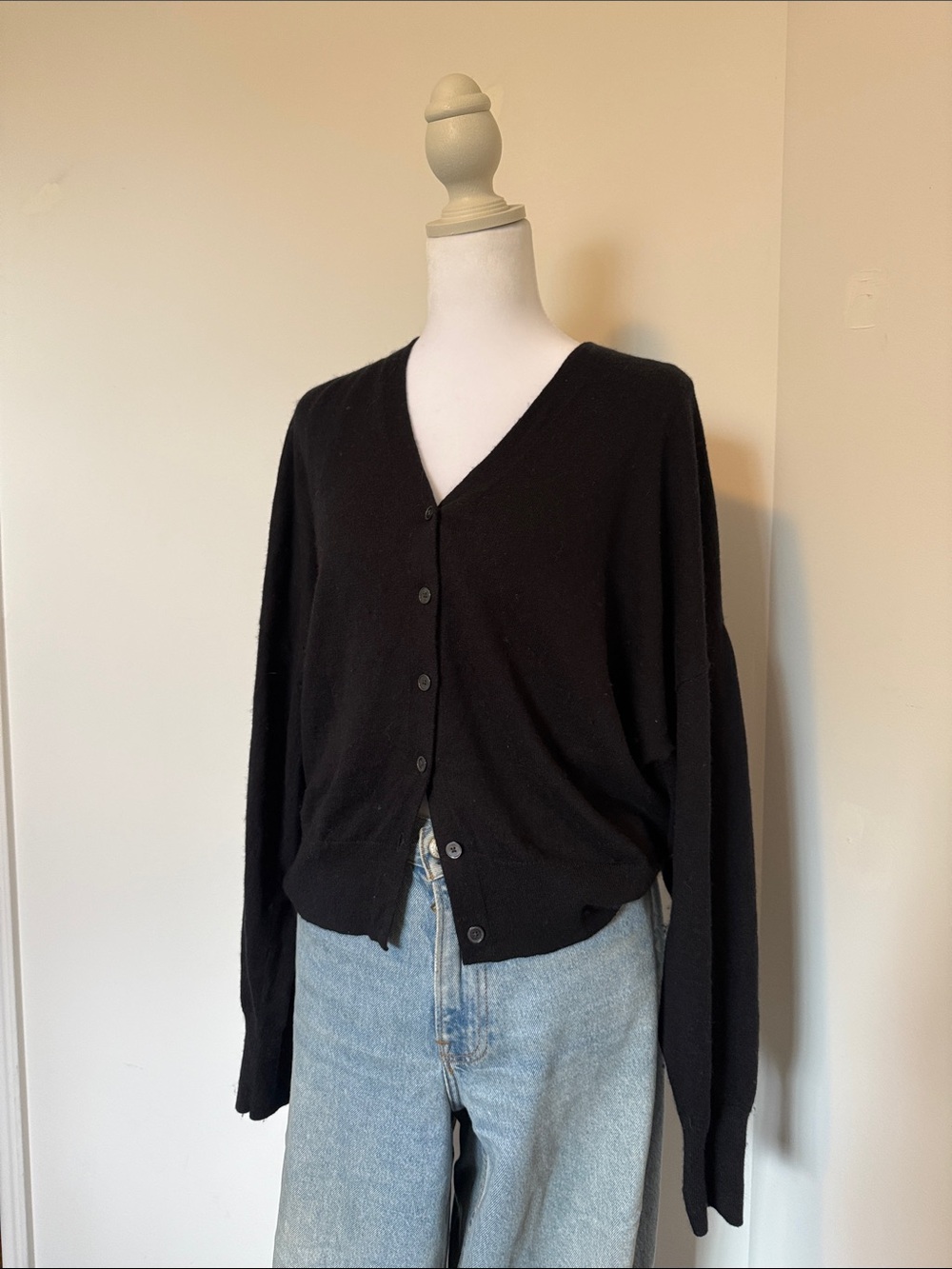 RW&Co Black V-Neck Button Front Women's Sweater